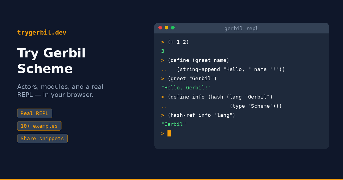 Try Gerbil Scheme in the Browser
